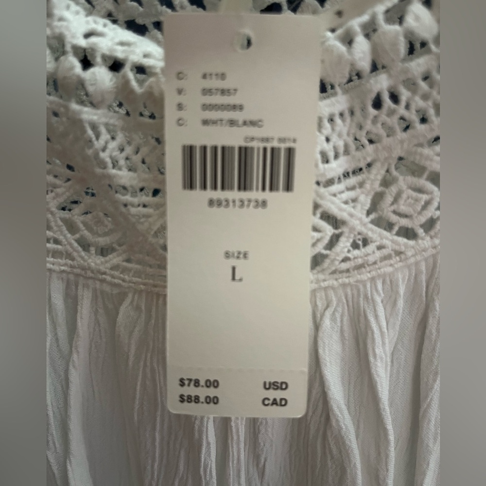 By Anthropologie Lace Trim Gauzy Swing Top - Large - NWT $78 - Picture 5 of 5